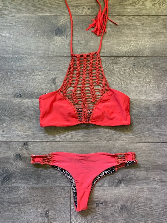 acacia swimwear Other - acacia swimwear Red Crochet High-Neck Bikini